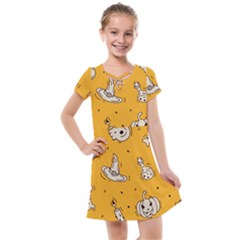 Funny Halloween Party Pattern Kids  Cross Web Dress