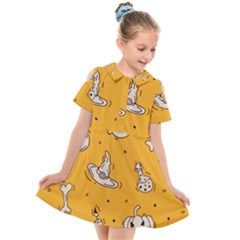 Funny Halloween Party Pattern Kids  Short Sleeve Shirt Dress by HalloweenParty