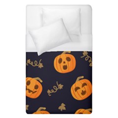 Funny Scary Black Orange Halloween Pumpkins Pattern Duvet Cover (single Size)