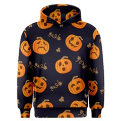 Funny Scary Black Orange Halloween Pumpkins Pattern Men s Overhead Hoodie