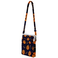 Funny Scary Black Orange Halloween Pumpkins Pattern Multi Function Travel Bag by HalloweenParty