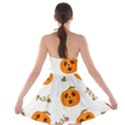 Funny Spooky Halloween Pumpkins Pattern White Orange Strapless Bra Top Dress View2