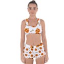 Funny Spooky Halloween Pumpkins Pattern White Orange Racerback Boyleg Bikini Set View1