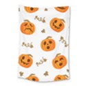 Funny Spooky Halloween Pumpkins Pattern White Orange Small Tapestry View1