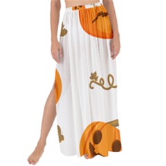 Funny Spooky Halloween Pumpkins Pattern White Orange Maxi Chiffon Tie-up Sarong by HalloweenParty