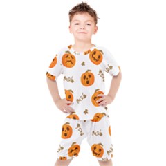 Funny Spooky Halloween Pumpkins Pattern White Orange Kid s Set by HalloweenParty