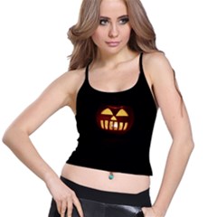 Funny Spooky Scary Halloween Pumpkin Jack O Lantern Spaghetti Strap Bra Top