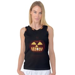 Funny Spooky Scary Halloween Pumpkin Jack O Lantern Women s Basketball Tank Top by HalloweenParty