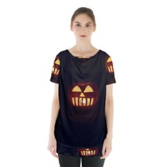 Funny Spooky Scary Halloween Pumpkin Jack O Lantern Skirt Hem Sports Top by HalloweenParty