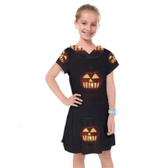 Funny Spooky Scary Halloween Pumpkin Jack O Lantern Kids  Drop Waist Dress by HalloweenParty