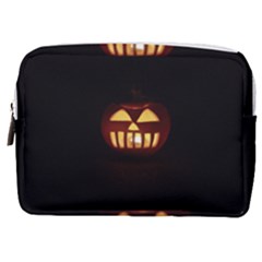 Funny Spooky Scary Halloween Pumpkin Jack O Lantern Make Up Pouch (medium)