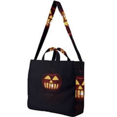 Funny Spooky Scary Halloween Pumpkin Jack O Lantern Square Shoulder Tote Bag