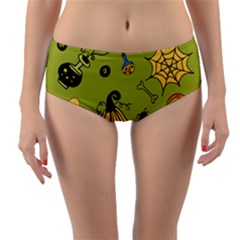 Funny Scary Spooky Halloween Party Design Reversible Mid-waist Bikini Bottoms by HalloweenParty