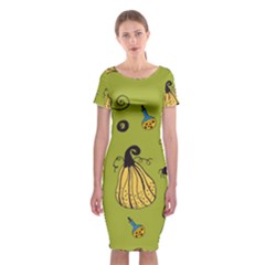 Funny Scary Spooky Halloween Party Design Classic Short Sleeve Midi Dress