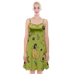 Funny Scary Spooky Halloween Party Design Spaghetti Strap Velvet Dress by HalloweenParty