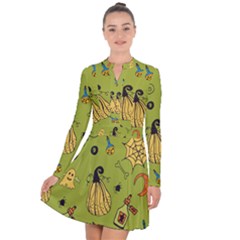 Funny Scary Spooky Halloween Party Design Long Sleeve Panel Dress by HalloweenParty