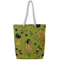 Funny Scary Spooky Halloween Party Design Full Print Rope Handle Tote (small) by HalloweenParty