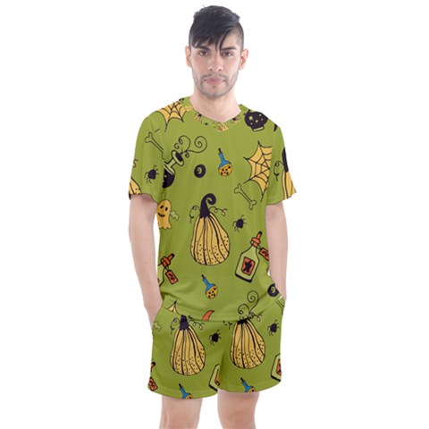 Funny Scary Spooky Halloween Party Design Men s Mesh Tee And Shorts Set by HalloweenParty