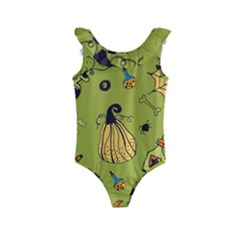 Funny Scary Spooky Halloween Party Design Kids  Frill Swimsuit