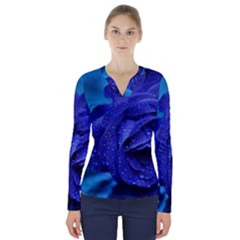 Beauty Bloom Blue 67636 V-Neck Long Sleeve Top