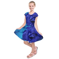 Beauty Bloom Blue 67636 Kids  Short Sleeve Dress