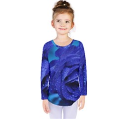 Beauty Bloom Blue 67636 Kids  Long Sleeve Tee