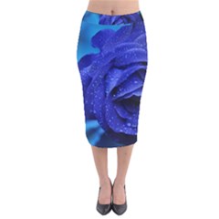 Beauty Bloom Blue 67636 Velvet Midi Pencil Skirt