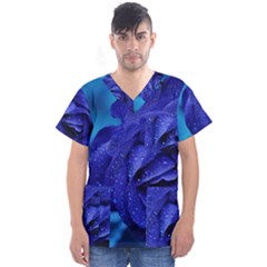 Beauty Bloom Blue 67636 Men s V-Neck Scrub Top