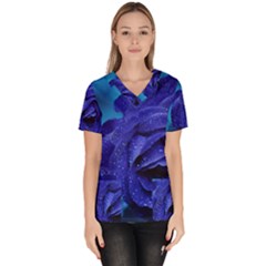 Beauty Bloom Blue 67636 Women s V-Neck Scrub Top