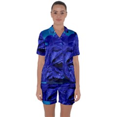 Beauty Bloom Blue 67636 Satin Short Sleeve Pyjamas Set