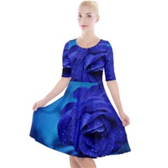 Beauty Bloom Blue 67636 Quarter Sleeve A-line Dress by hhhh