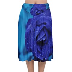 Beauty Bloom Blue 67636 Velvet Flared Midi Skirt