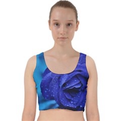 Beauty Bloom Blue 67636 Velvet Racer Back Crop Top