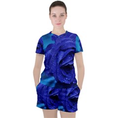 Beauty Bloom Blue 67636 Women s Tee and Shorts Set