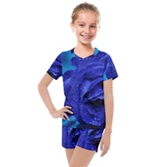 Beauty Bloom Blue 67636 Kids  Mesh Tee and Shorts Set