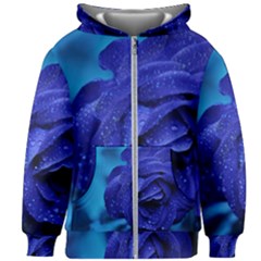 Beauty Bloom Blue 67636 Kids Zipper Hoodie Without Drawstring