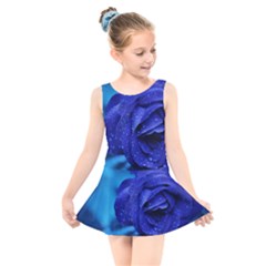 Beauty Bloom Blue 67636 Kids  Skater Dress Swimsuit