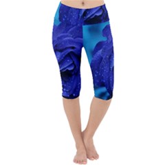 Beauty Bloom Blue 67636 Lightweight Velour Cropped Yoga Leggings