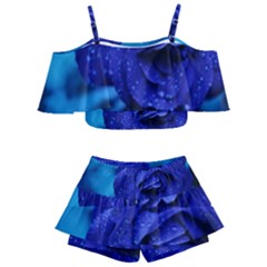 Beauty Bloom Blue 67636 Kids  Off Shoulder Skirt Bikini by hhhh