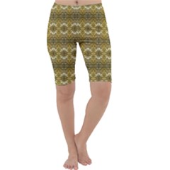 Golden Ornate Pattern Cropped Leggings 