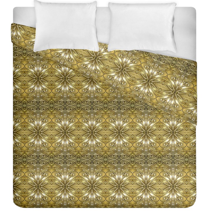 Golden Ornate Pattern Duvet Cover Double Side (King Size)