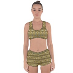 Golden Ornate Pattern Racerback Boyleg Bikini Set