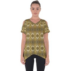 Golden Ornate Pattern Cut Out Side Drop Tee