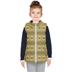 Golden Ornate Pattern Kid s Hooded Puffer Vest