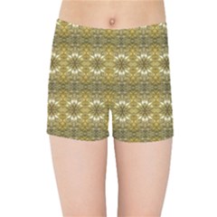 Golden Ornate Pattern Kids Sports Shorts