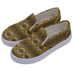 Golden Ornate Pattern Kids  Canvas Slip Ons