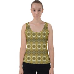 Golden Ornate Pattern Velvet Tank Top