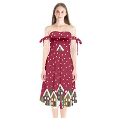 Winter Idyll Shoulder Tie Bardot Midi Dress by Valentinaart