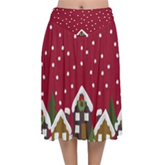 Winter Idyll Velvet Flared Midi Skirt by Valentinaart