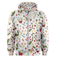 Floral Christmas Pattern  Men s Zipper Hoodie by Valentinaart